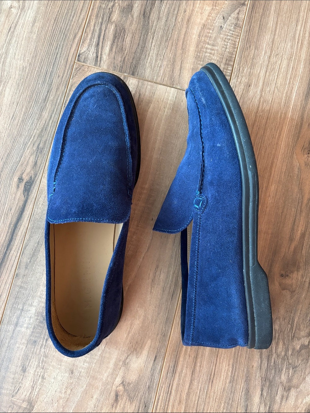 M. Gemi Deep Blue Suede Slip-On Loafers